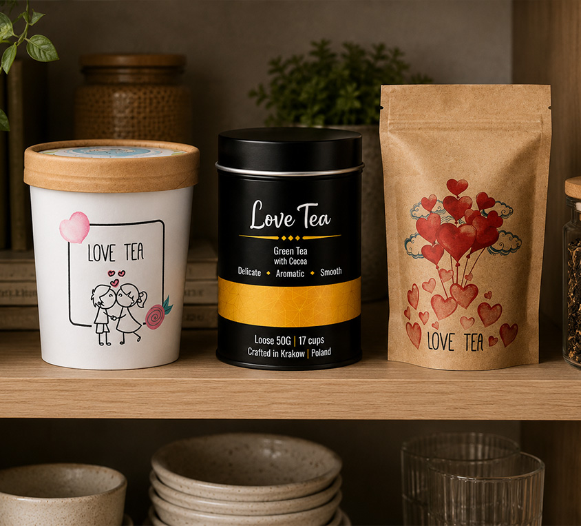 Love Tea Leo Tea – elegancka puszka, doypack i kubek prezentowy